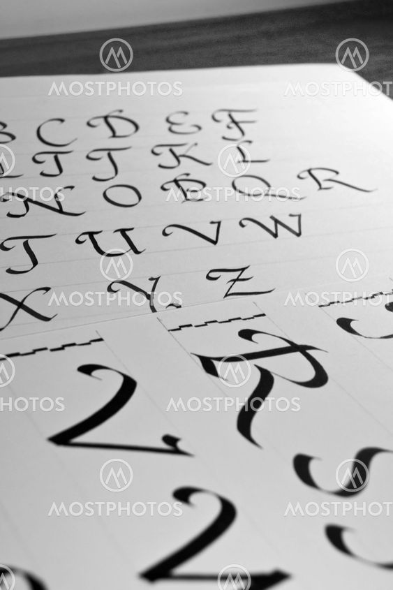 Calligraphically written alphabet
