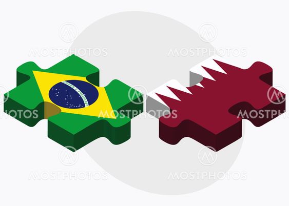 Brazil and Qatar Flags