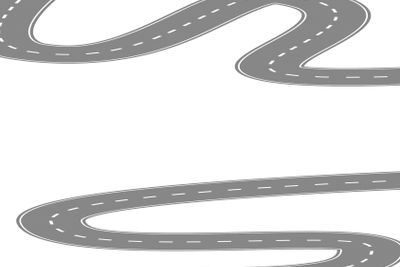 Curving winding road or highway with center cartoon...