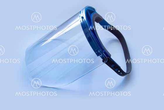 A professional face shield on a clear background