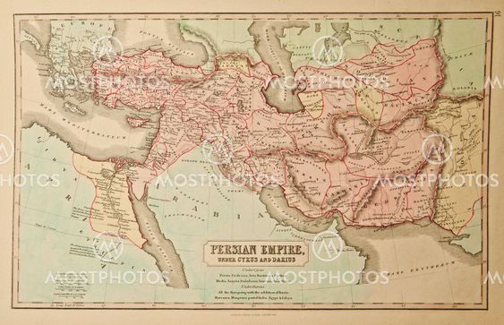 Persian Empire. Ancient map of the world. Ancient map of the world . Published by George Philip and son at London 1857 and are not subject to copyright.