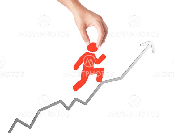 Business man drawing career on the screen background