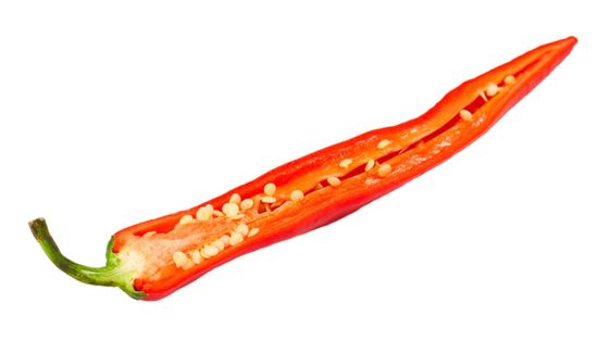 Red chili peppers med utsäde