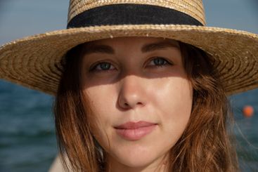 Close-up Portrait of young 30-year-old smiling European...