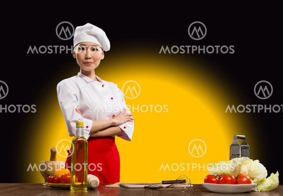 Portrait Asian woman cooks