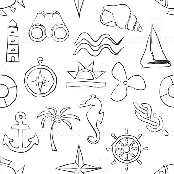 seamless sketch marine pattern