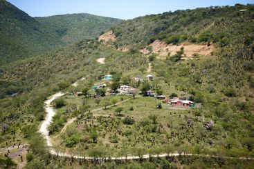 Houses, resort or village on hill in nature for travel,...