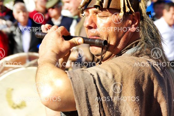 Musician on street at portuguese festival