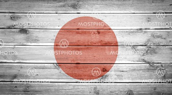 Wood texture background with colors of the flag of Japan