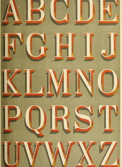 Vintage font. Old image