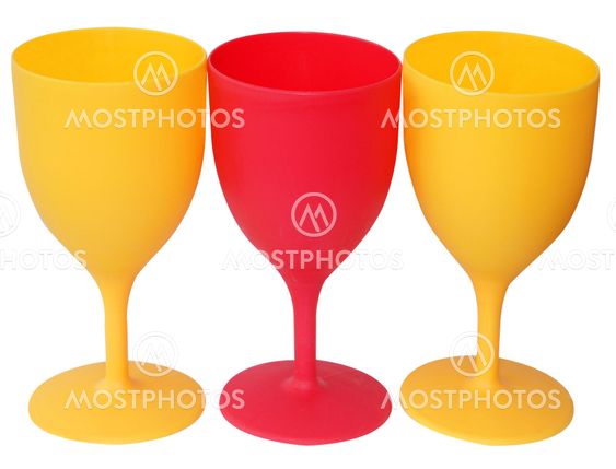 Three Plastic Stemmed Glasses