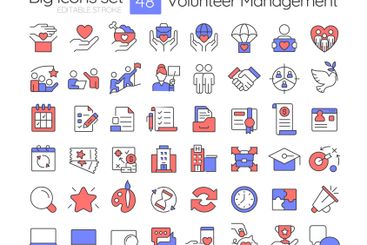 Volunteer management RGB color icons set
