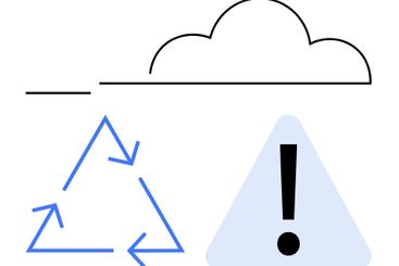 Cloud with Recycling Symbol and Warning Sign...