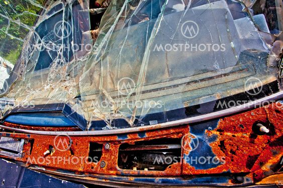 greece,cyclades, amorgos, wrecked car