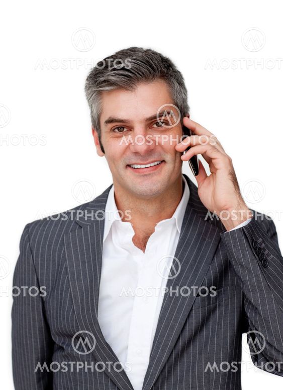 Smiling businessman on phone