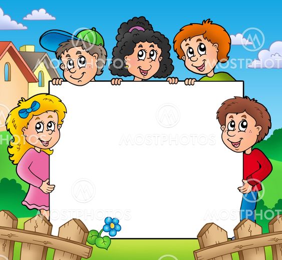 Blank frame with various kids