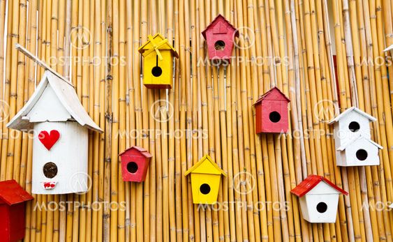 Colorful collection of birdhouses