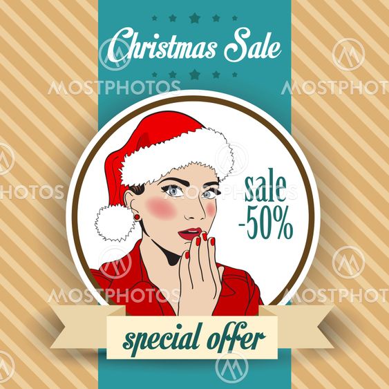 Christmas sale design with sexy Santa girl