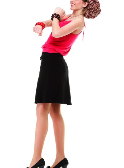 Full length woman in a turban isolated