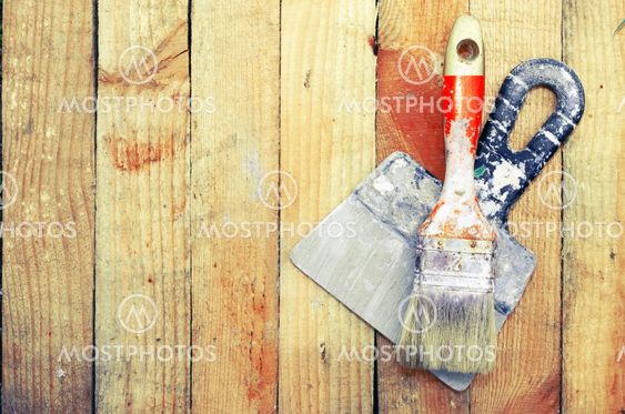 Trowel and paint brush