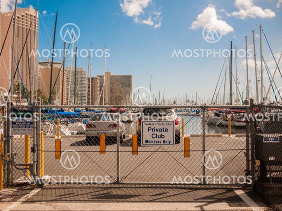 HONOLULU, HAWAII - FEB 2: View of Waikiki Yacht club
