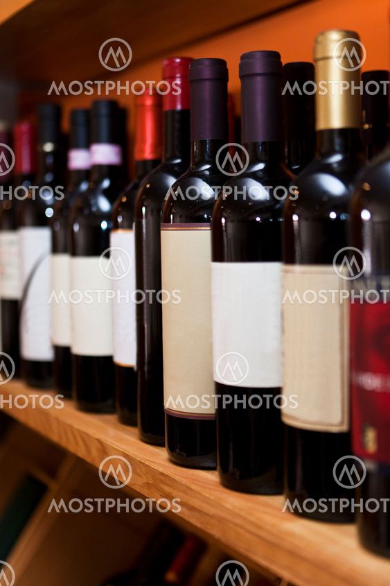 Wine bottles in a row