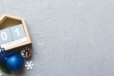 Christmas calendar 1 january. Christmas gift, fir...