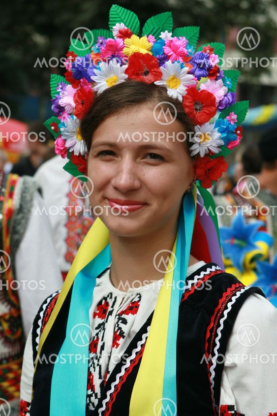 The Ukrainian girl in a national suit