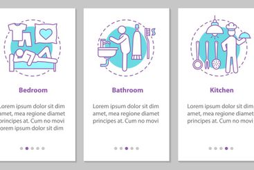 Domestic life onboarding mobile app page screen with...