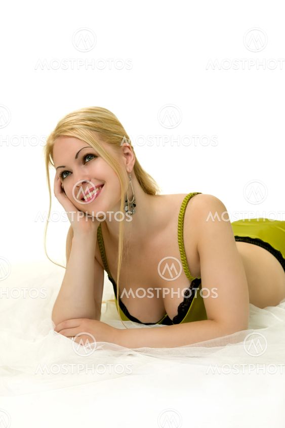 Blond woman in underwear