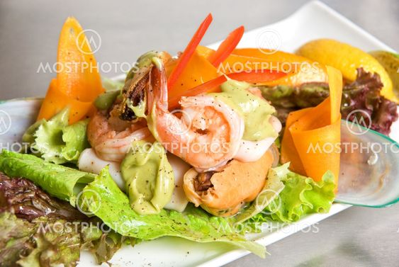 Seafood salad dish