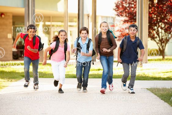 Schoolchildren at home time