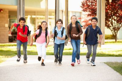 Schoolchildren at home time