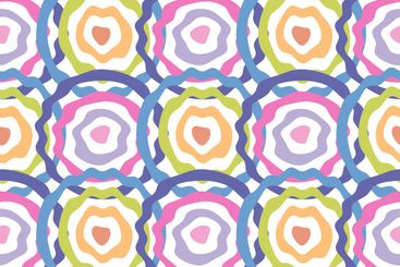 Psychedelic multicoloured round shapes seamless pattern.