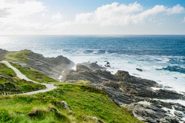 Rocky shore at Malin Head, Ireland's northernmost point,...