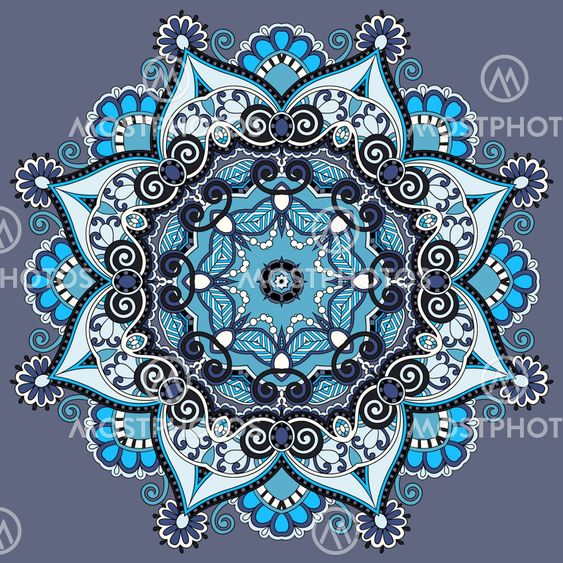 Circle lace ornament, round ornamental geometric doily...