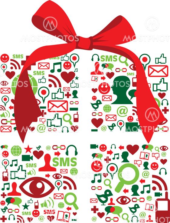 Jul giftbox gjort med sociale medier ikoner