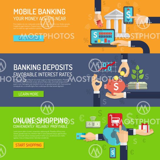 Banking Banner Horizontal By Macrovector Mostphotos