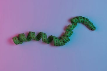 Measuring tape. Neon Blue Pink Night Light. Top view