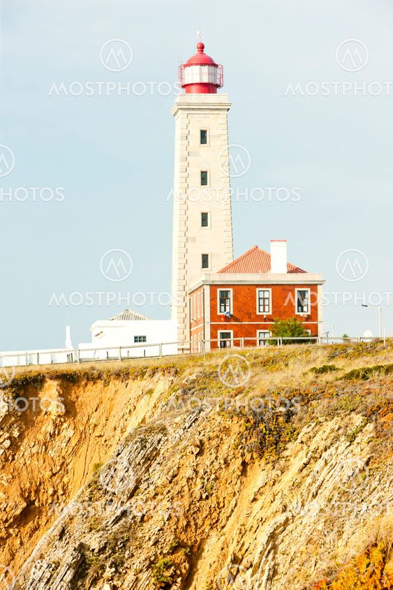 lighthouse at Sao Pedro de Moel, Estremadura, Portugal