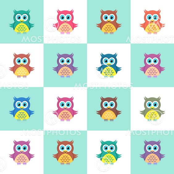 Seamless christmas pattern with owls