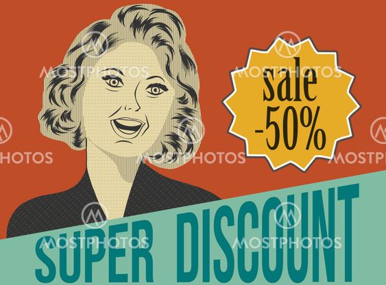 pop art woman with message, commercial retro clipart