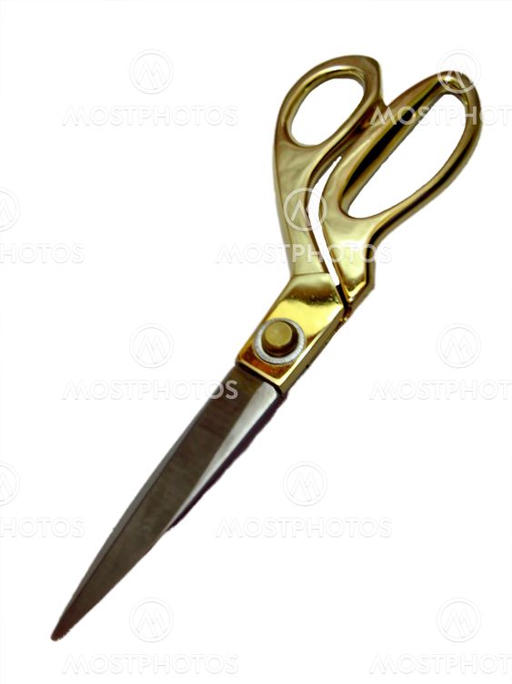 Sew scissors with golden handles isolate on the white background