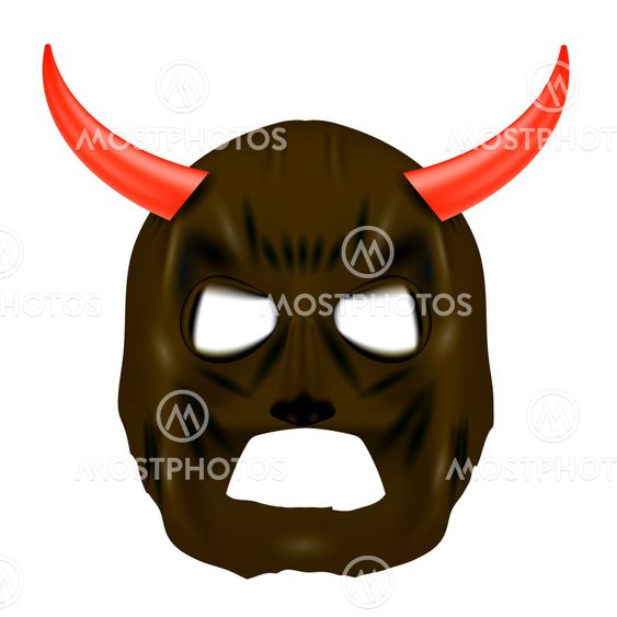 Red Horn Mask on White Background