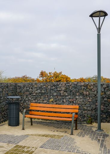 New modern seaside environmental object with gabion...