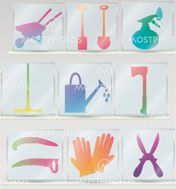 Gardening tools icon set