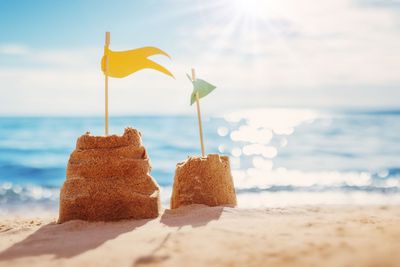 Beautiful view of the seacoast with castle on the...