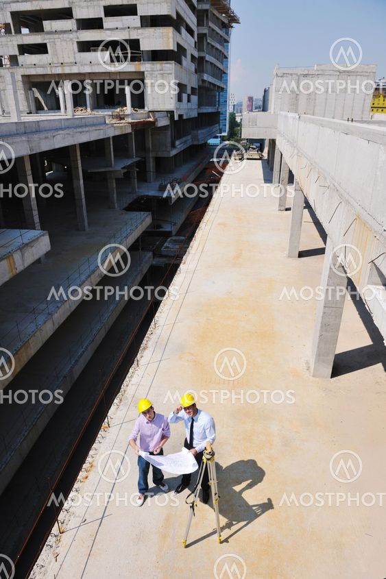 Team of architects on construciton site