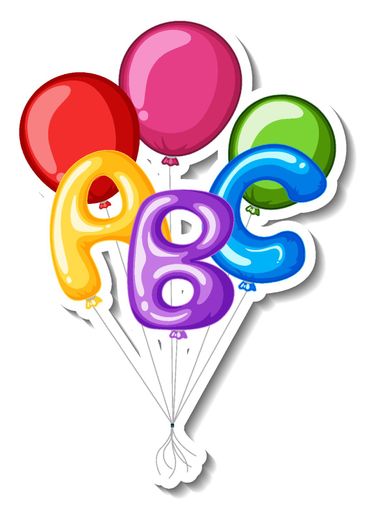 Sticker template with many colourful balloons