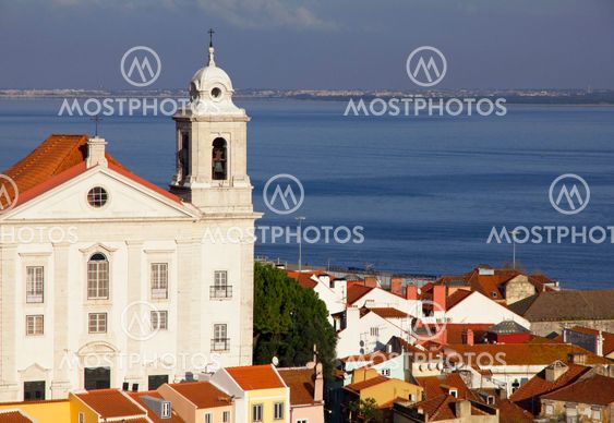 Portugal. Panorama of Lisbon in the evening